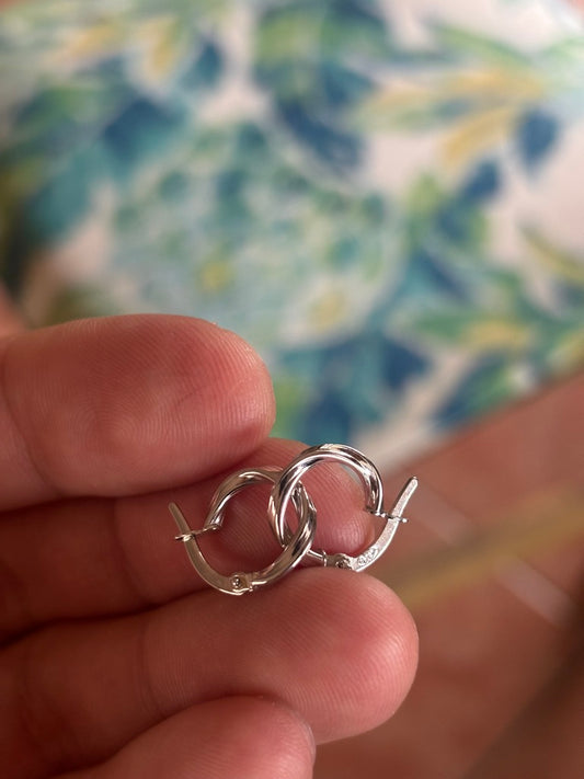 Aros Argolla Twist Oro Blanco